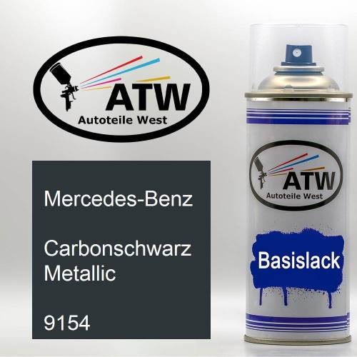 Mercedes-Benz, Carbonschwarz Metallic, 9154: 400ml Sprühdose, von ATW Autoteile West.